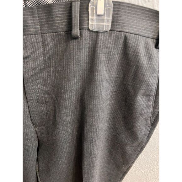 Chaps 40 x 32 Wool Blend Dress Men  Pants Gray Pin Strip  Flat Front - Picture 3 of 6